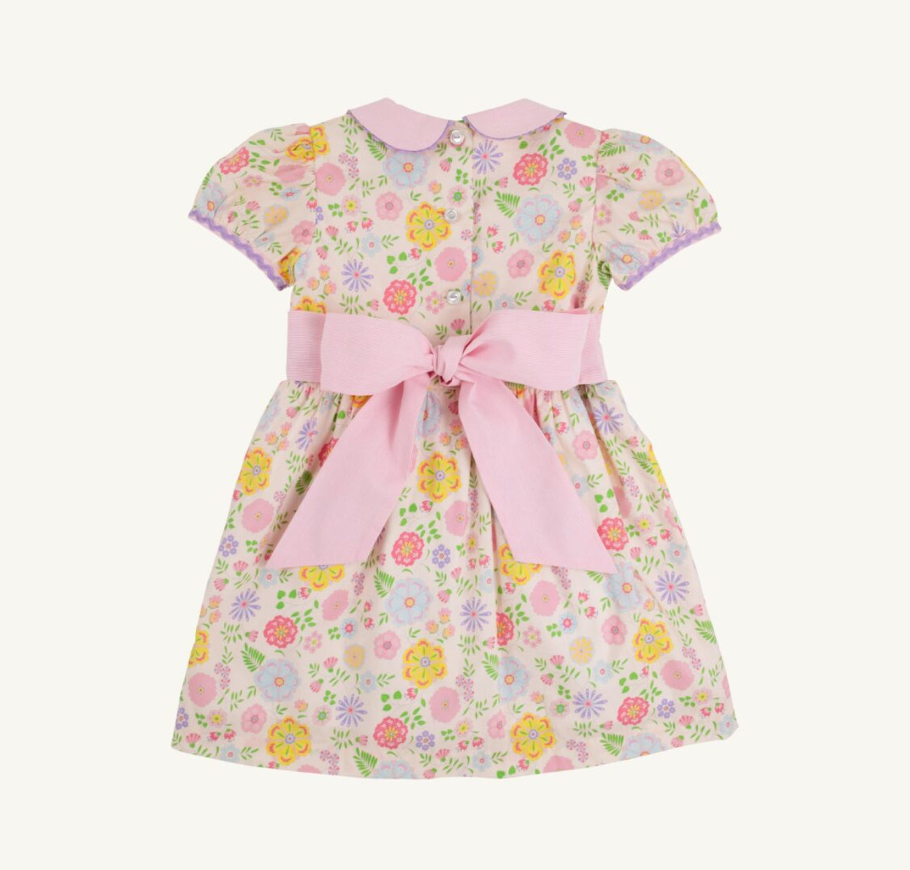 Cindy Lou Sash Dress-Broadcloth-Boca Grande Begonia/Hamptons Hot Pink Pique Stripe