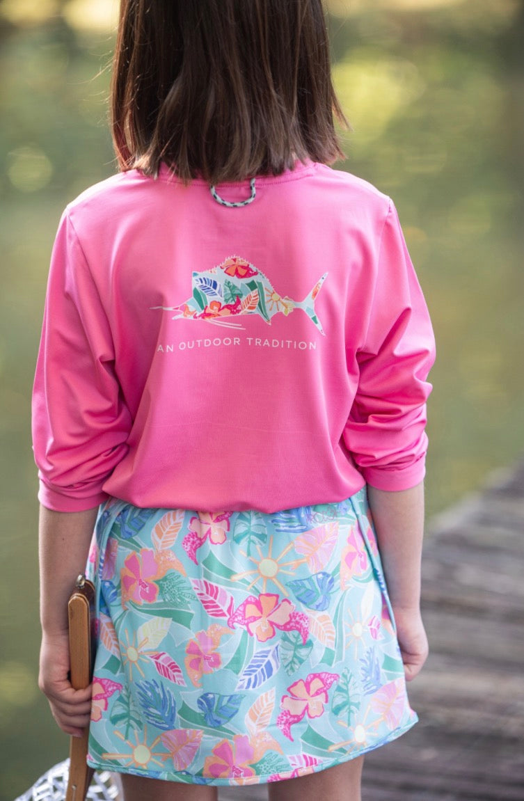 Girls' LS Pro T-shirt- Azalea Pink