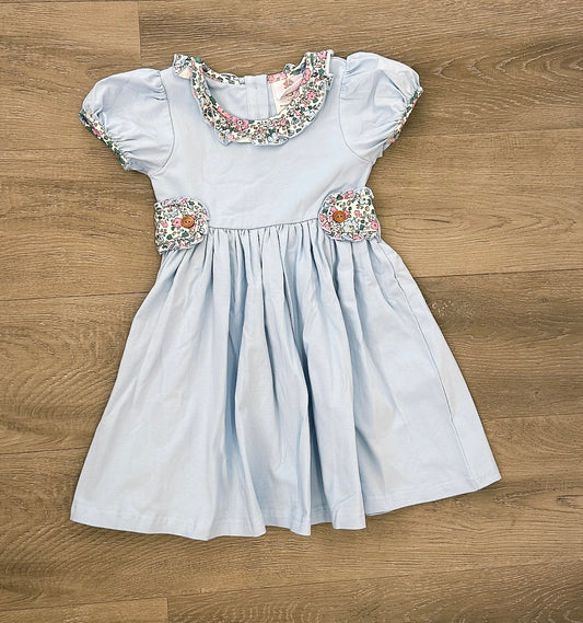 Pink/Blue Floral Tab Dress