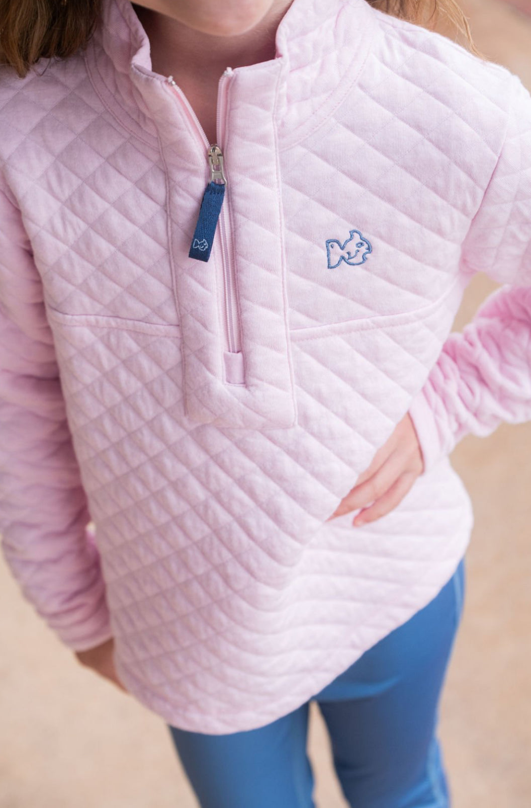 Girls Quilted Zip Pullover