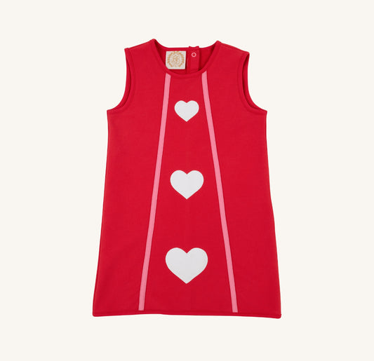 Annie Apron Dress- Richmond Red/Worth Ave White/Hearts