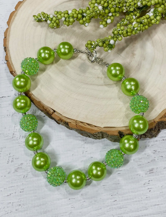 Lime Green Chunky Bead Necklace