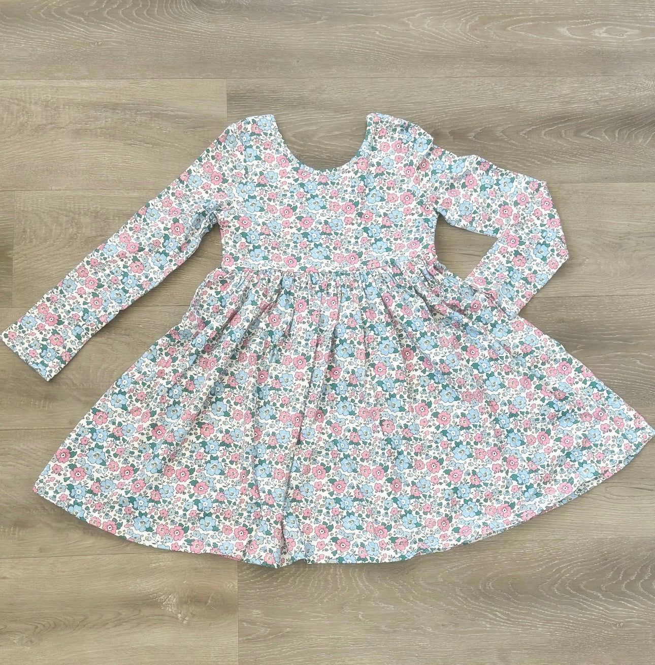 Pink/Blue Floral Twirl Dress