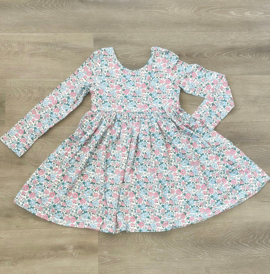 Pink/Blue Floral Twirl Dress