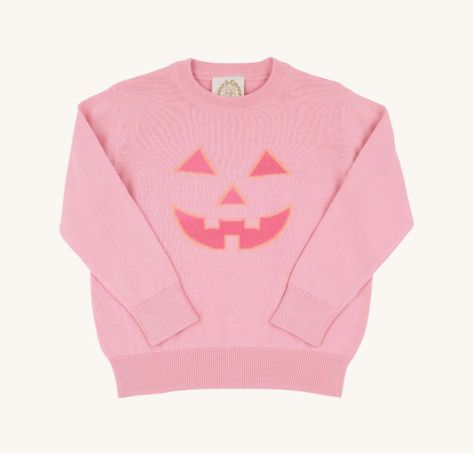 Isabelle’s Intarsia Sweater-Sandpearl Pink/Pumpkin Face