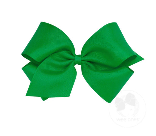 Medium Grosgrain Hair Bow-Green,  5” x 3”