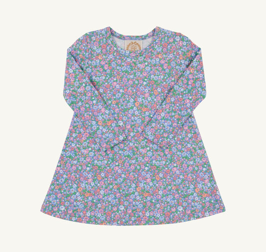 L/S Polly Play Dress-Mountain Brook Mini Floral (Parrot Cay Coral)