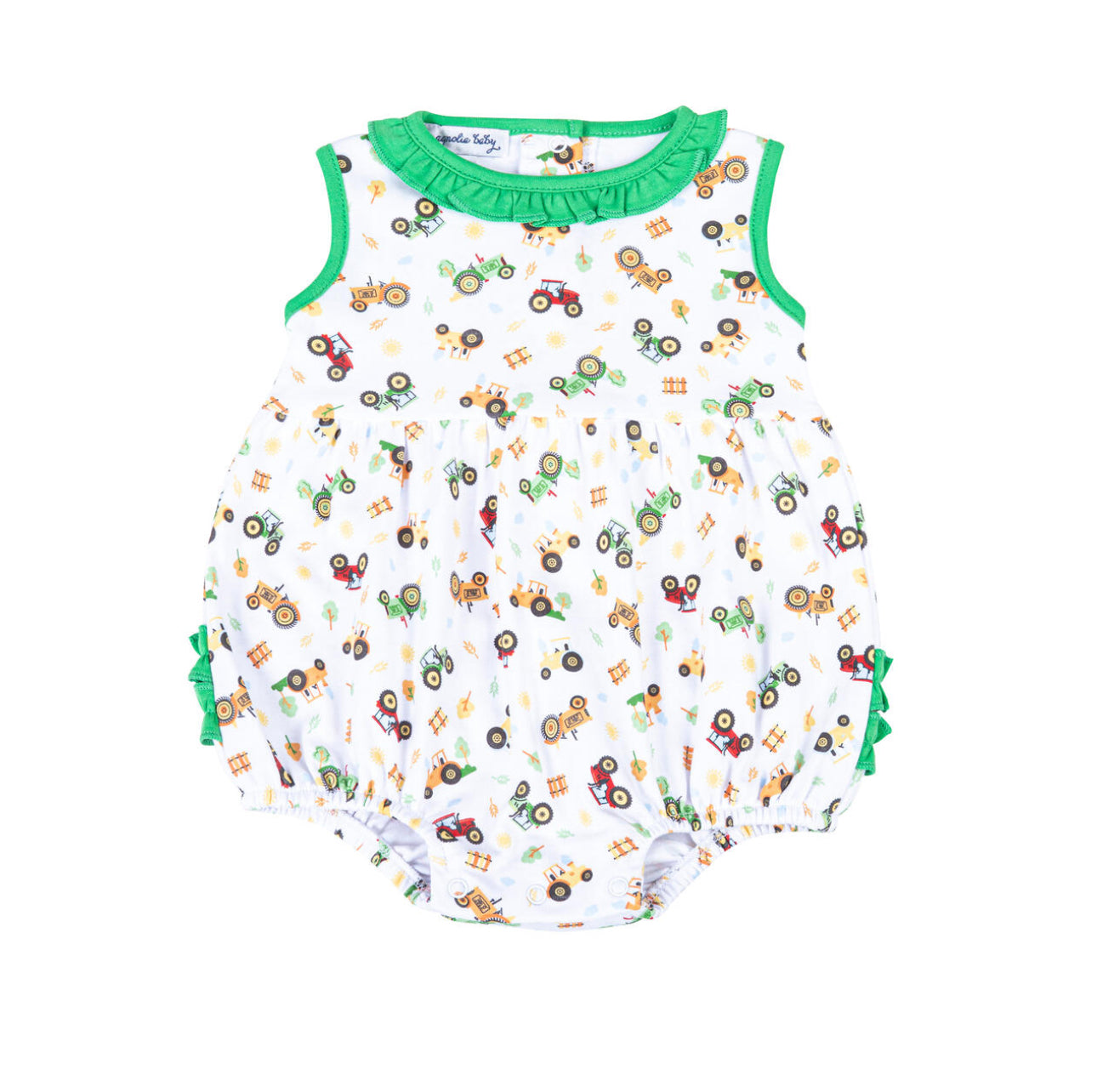 Tractor Time Printed Ruffle Sleeveless Bubble