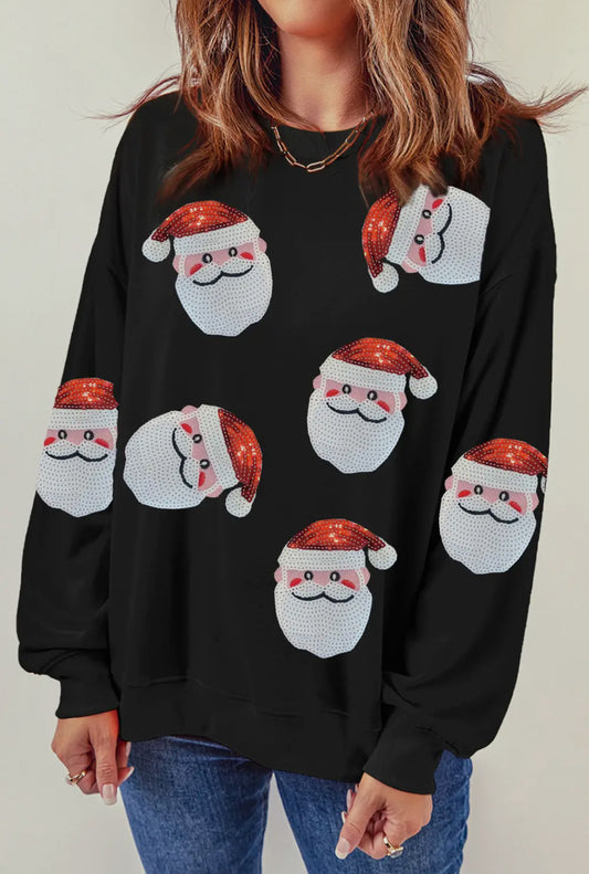 Sequin Santa Clause Graphic Sweatshirt