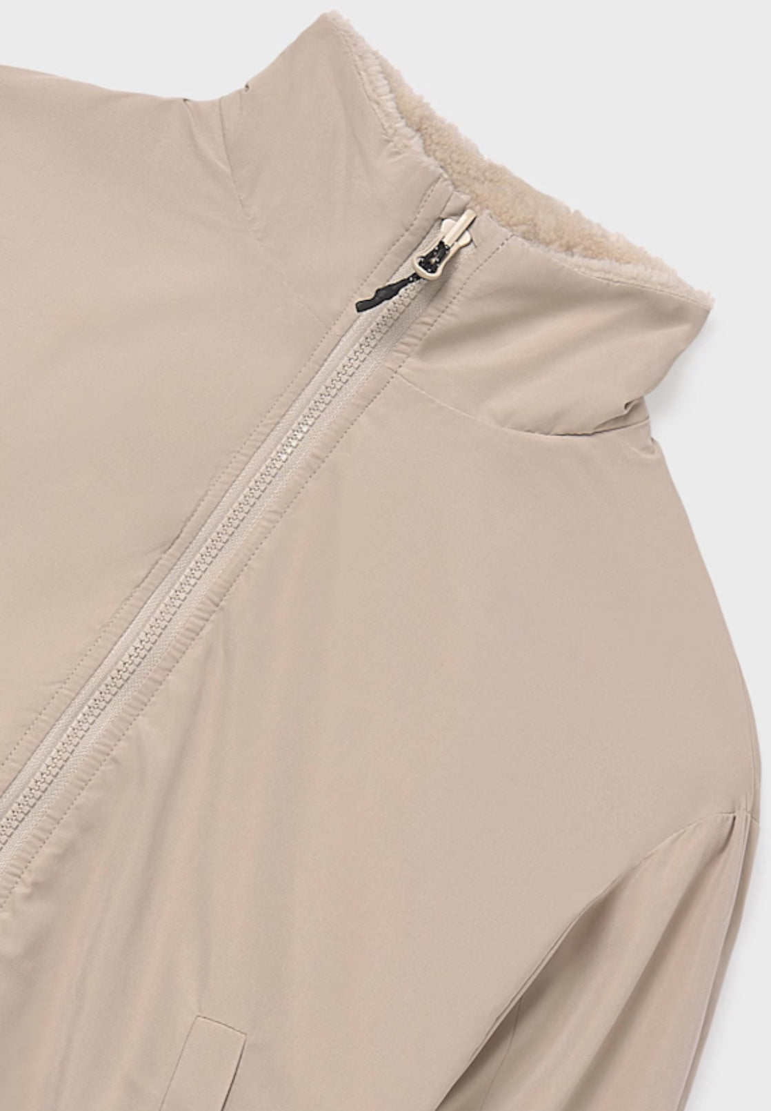 Girl Reversible Puffer Jacket- Sand