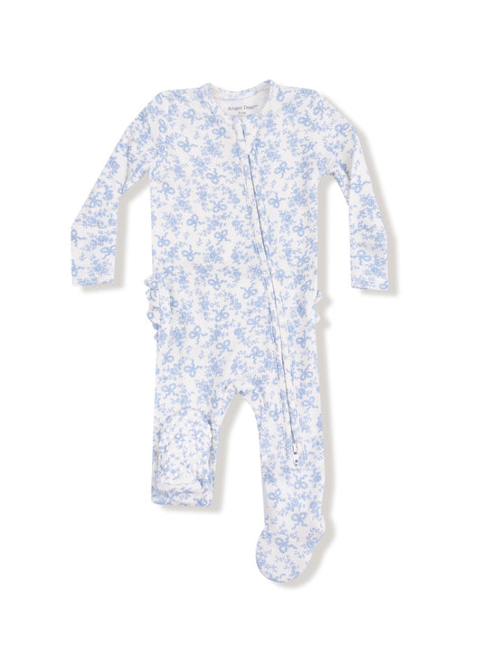 Romi Floral - 2 Way Zipper Ruffle Back Footie