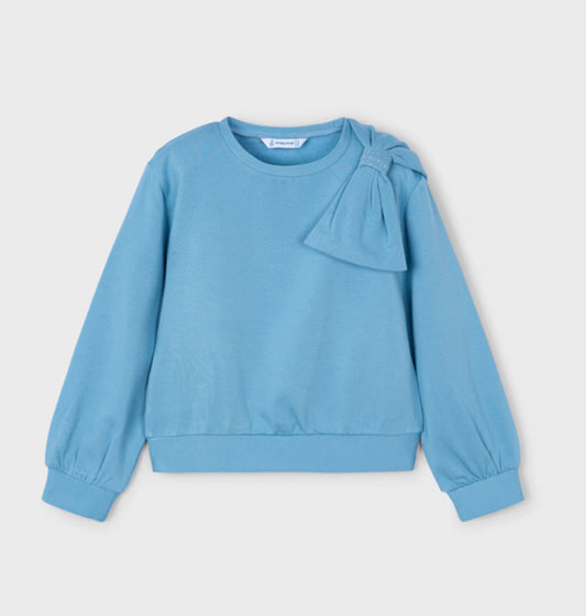 Girl Bow Sweatshirt- Ocean