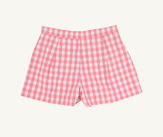 Sally Mae Shorts-Woven Dyed-Parrot Cay Coral Check