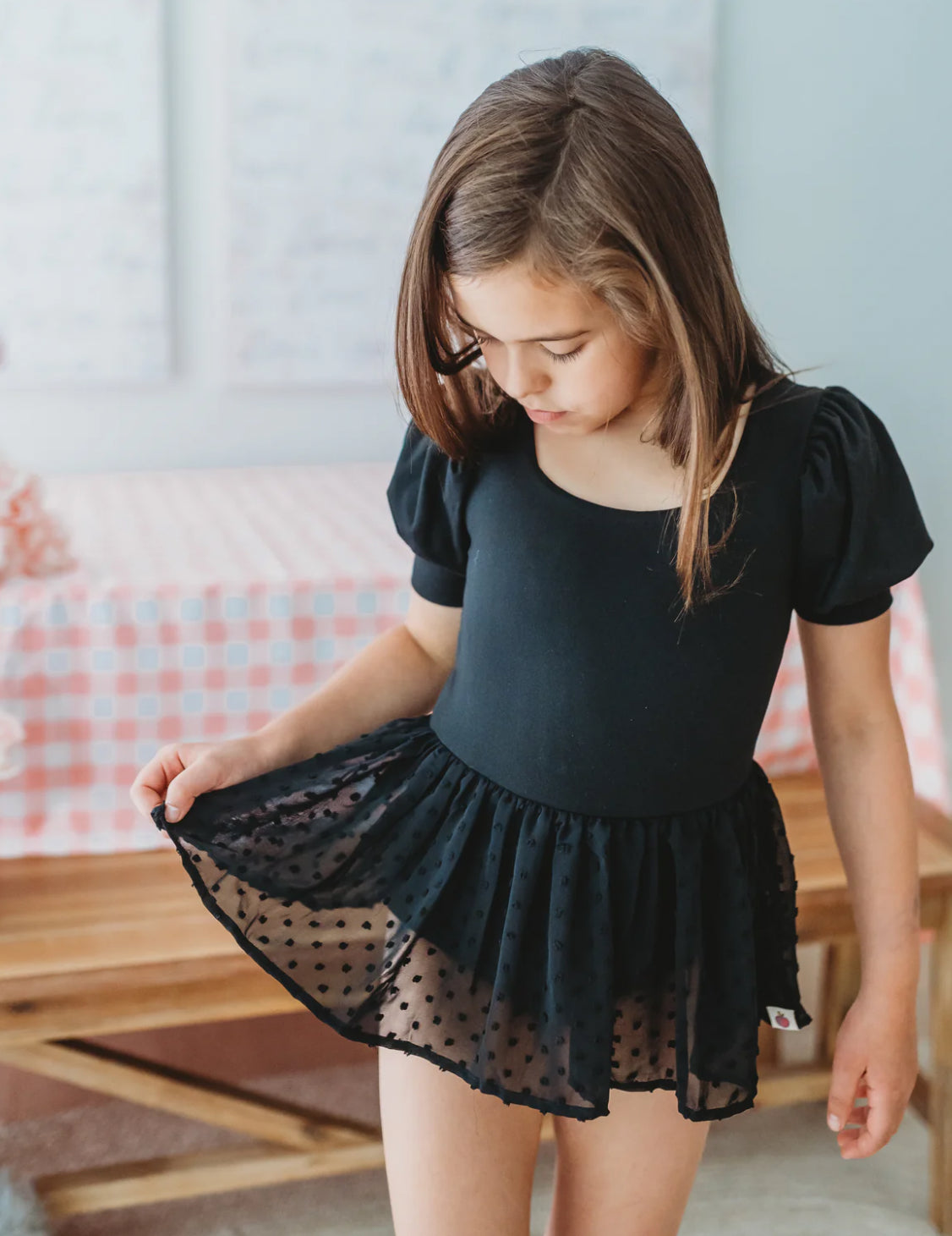Puff Sleeve Skirted Leotard - Noir Nights
