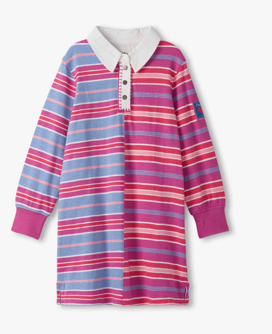 Girls Mixed Stripes Polo Dress