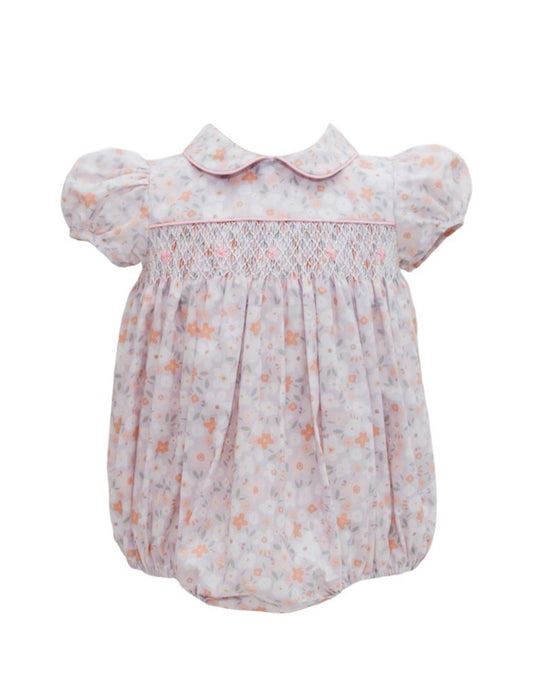 Lilac Floral Smocked Bubble