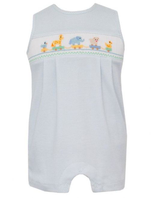 TOY PARADE BOY´S - Lt.blue knit gingham boy's jon jon