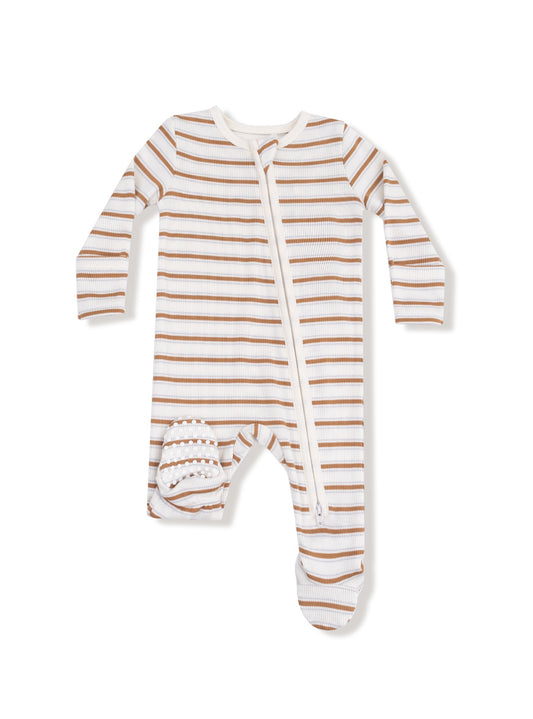 Vintage Stripe-Brown- 2 Way Zipper Footie