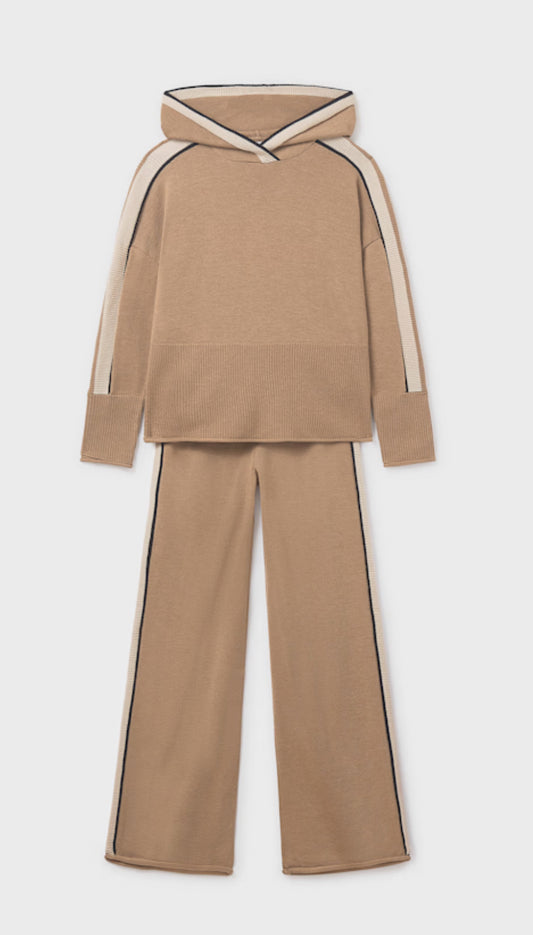 Girl Pants and Hoodie Set- Caramel Heather
