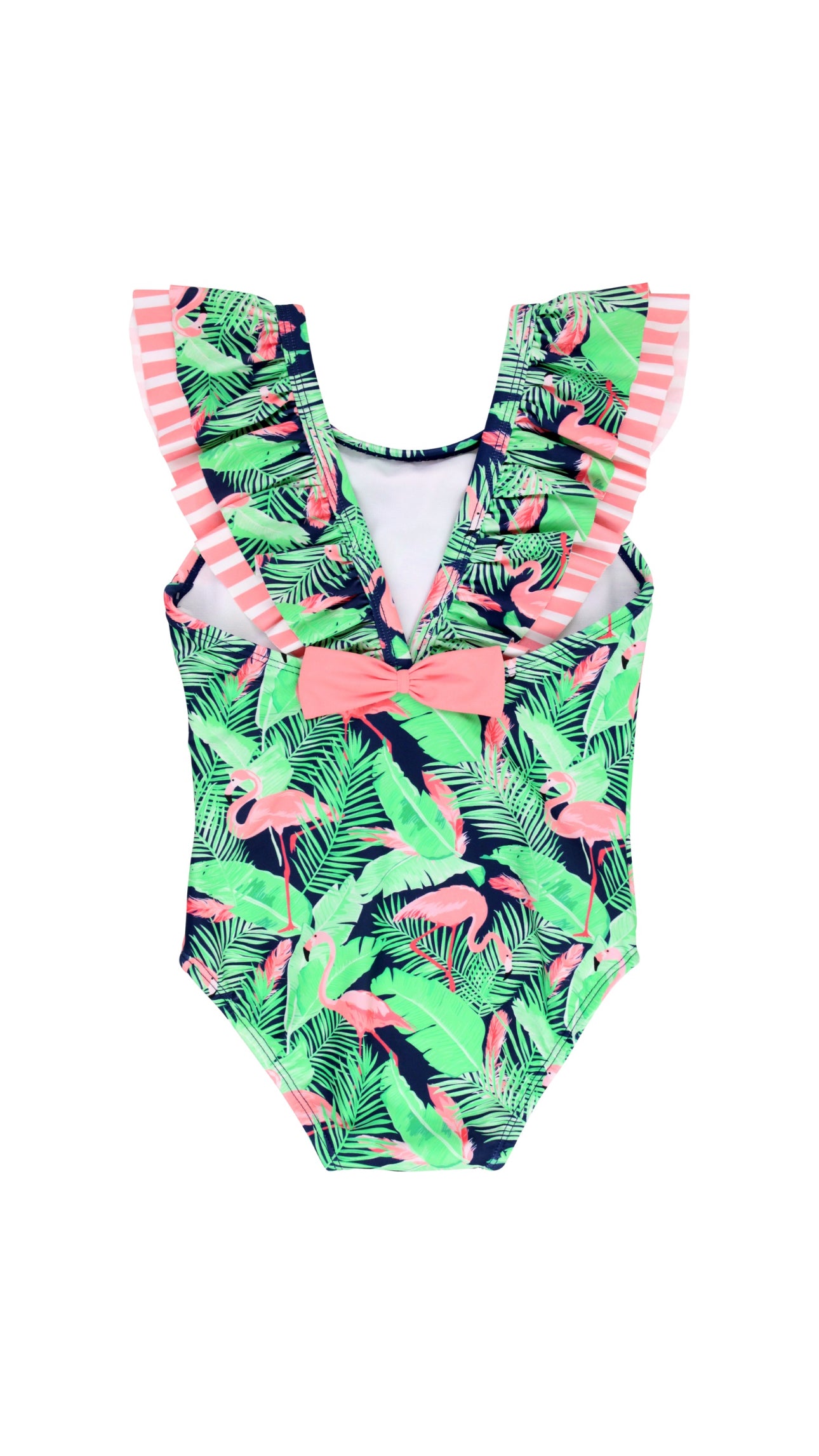 Ruffle V-Back One Piece-Flamingo Frenzy