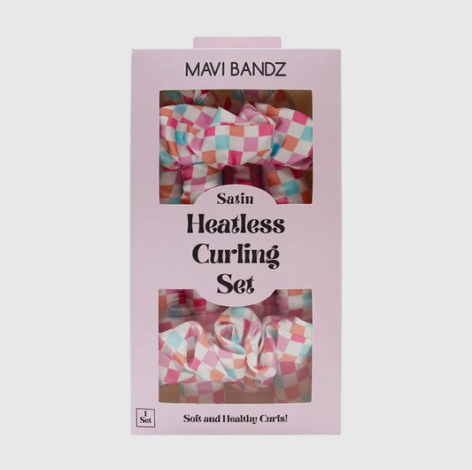 Check Satin Heatless Curls