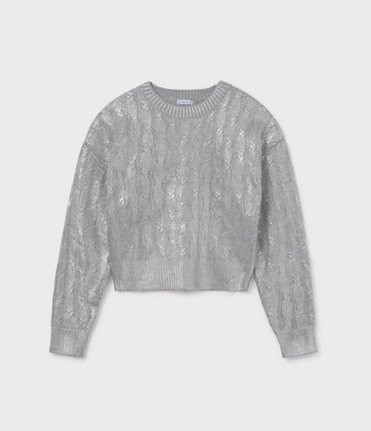 Girl Knit Sweater-Silver