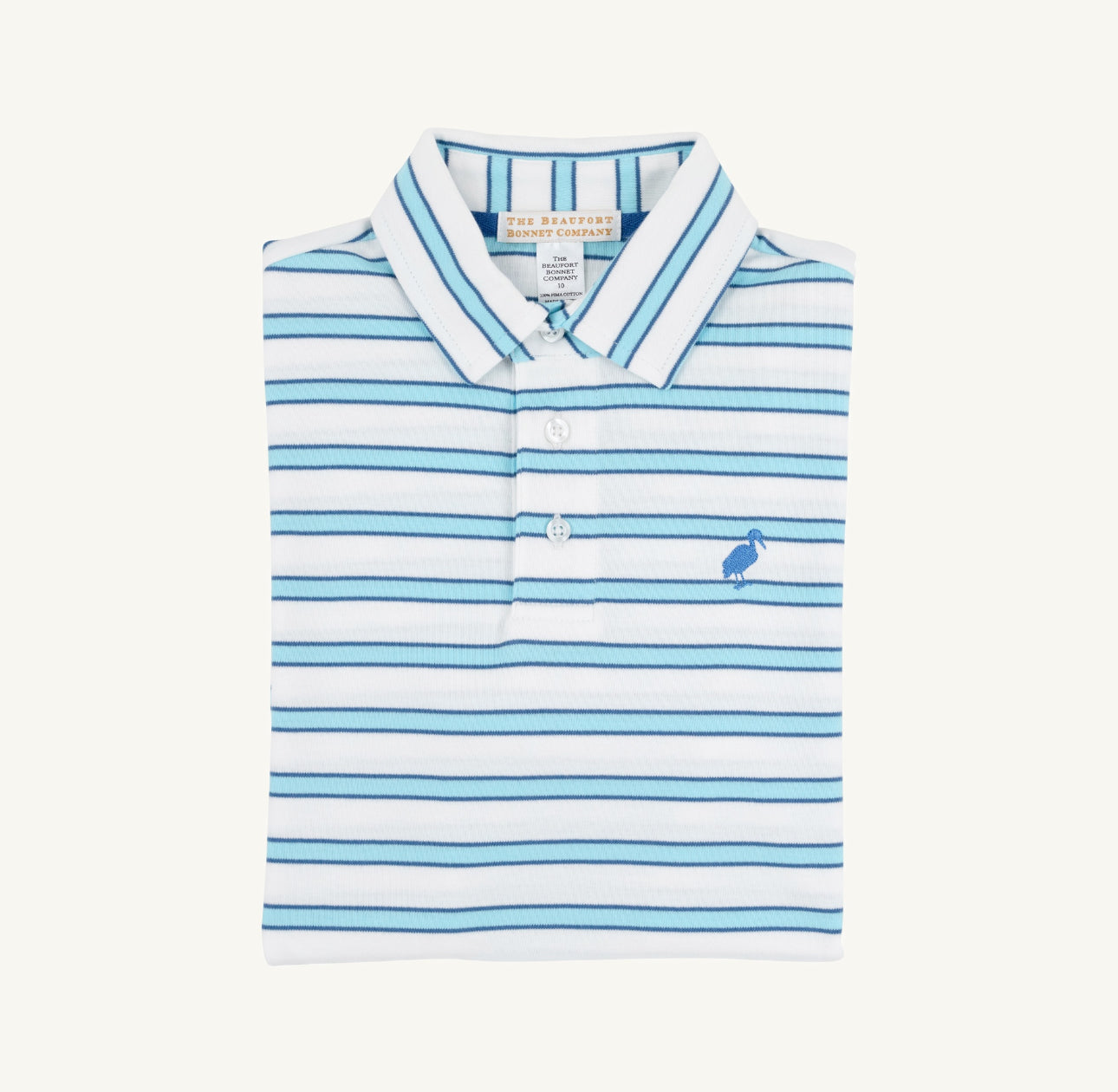Prim and Proper Polo SS Pima- Worth Ave White Belhaven Blue and Wood Boat Blue Stripe/Wood Boat Blue
