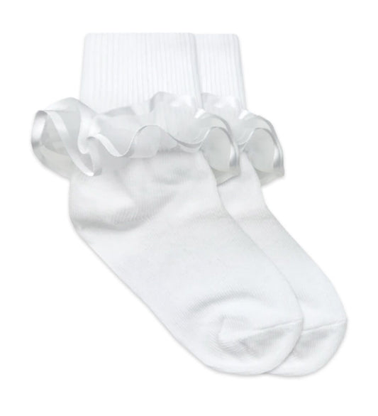 Frilly Ruffle Lace Turn Cuff Socks -1 Pair