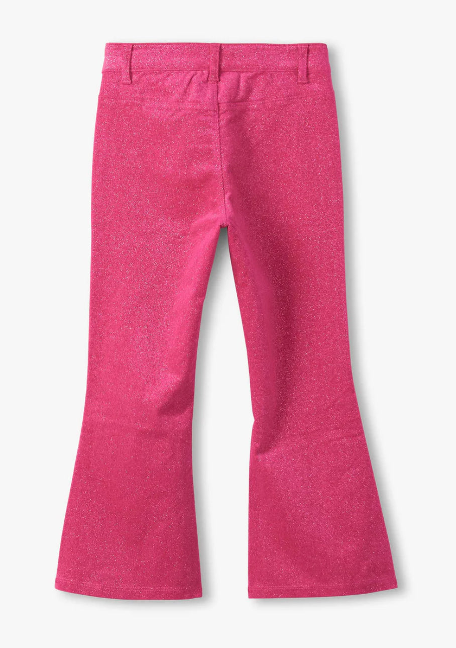 Girls Raspberry Rose Patch Pocket Flared Pants