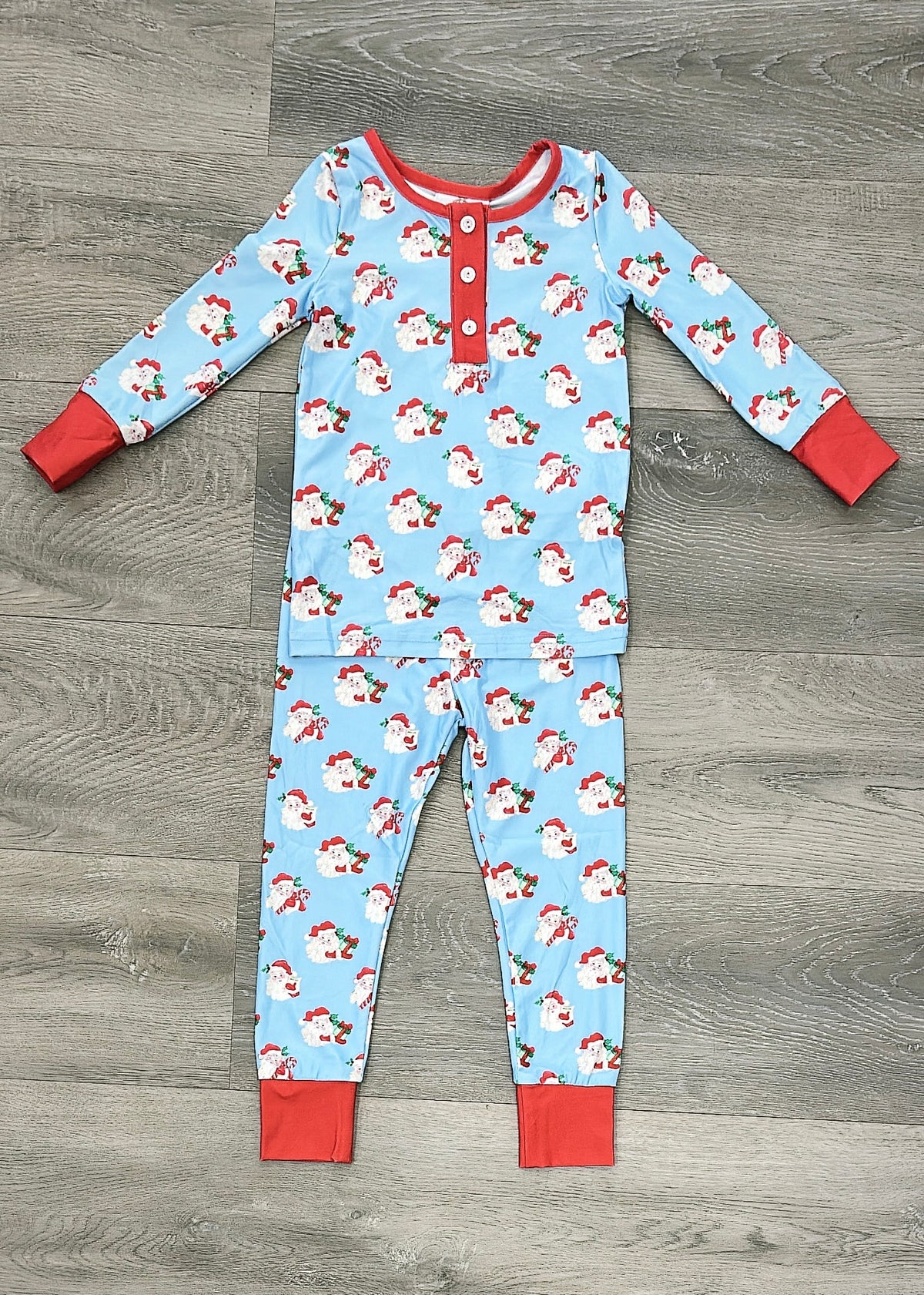 Blue Butterknit Santa 2pc Pj