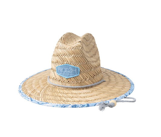 Kids Straw Lifeguard Hat in Oyster Print- Shell Print Oyster