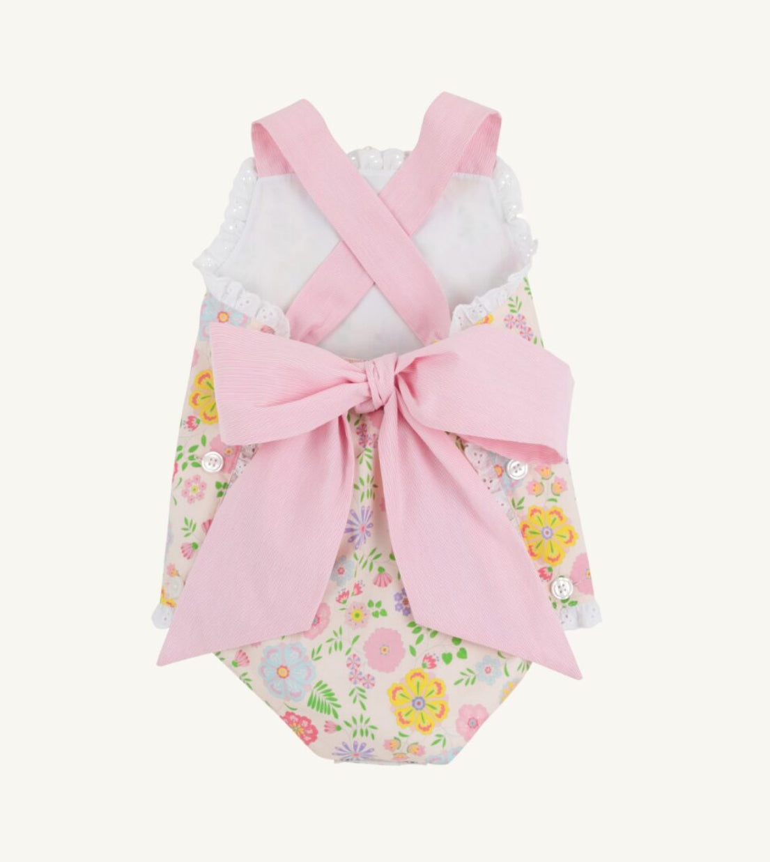 Sisi Sunsuit-Broadcloth-Boca Grande Begonia/Hamptons Hot Pink Pique Stripe