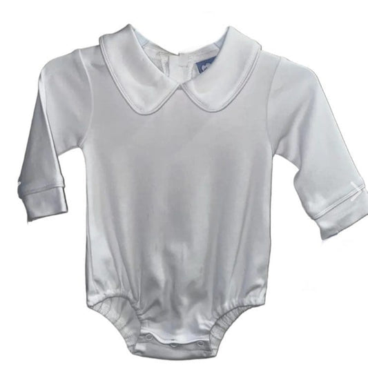 Boys White Long Sleeve Onesie