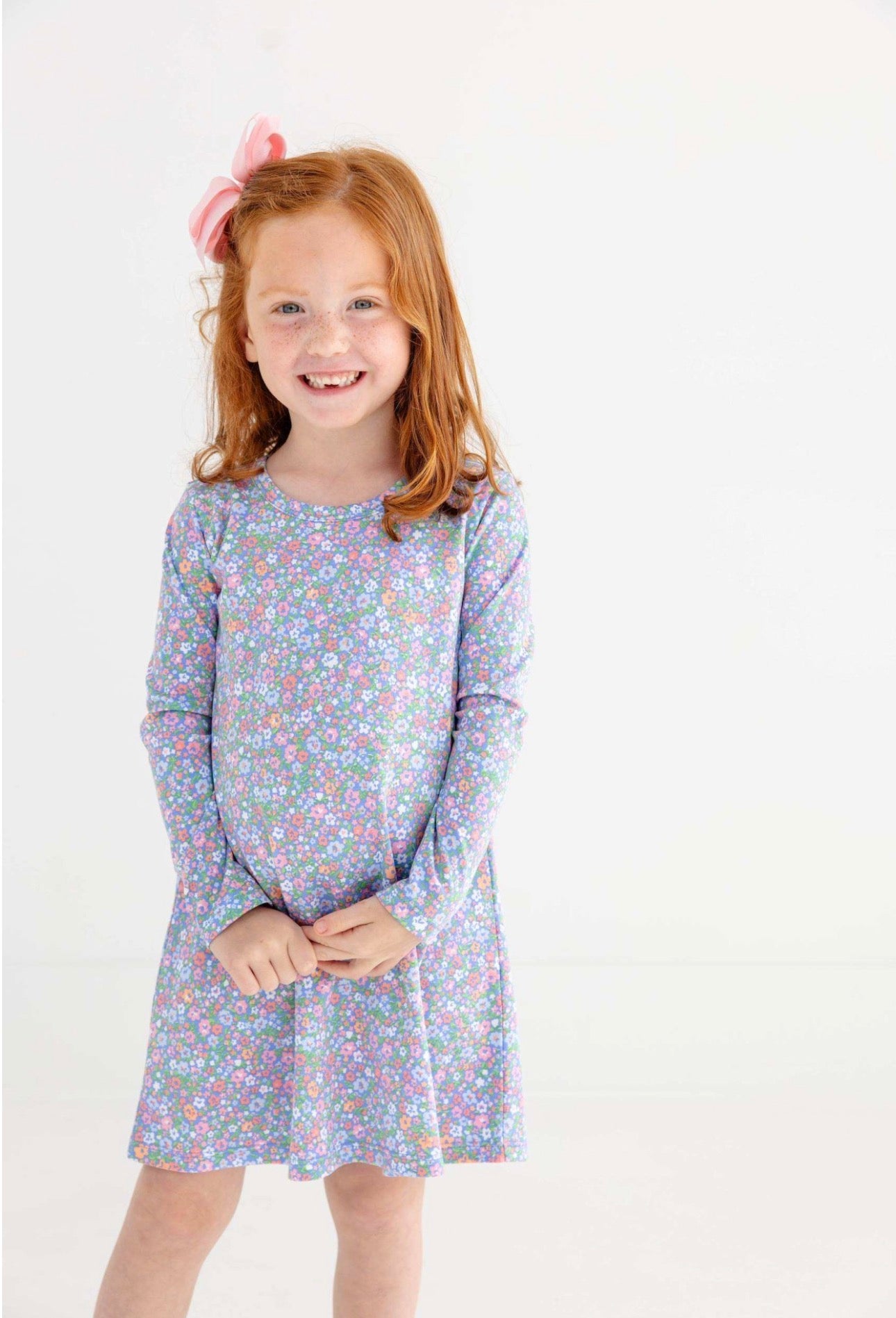 L/S Polly Play Dress-Mountain Brook Mini Floral (Parrot Cay Coral)