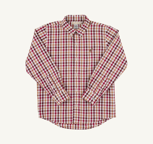 Dean’s List Dress Shirt-Easton Pond Plaid/Gray Bay Brown