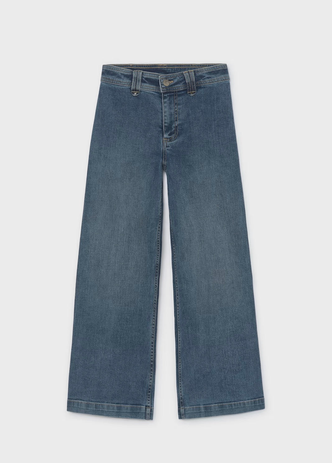 Medium Denim-Girl Wide Leg Jeans