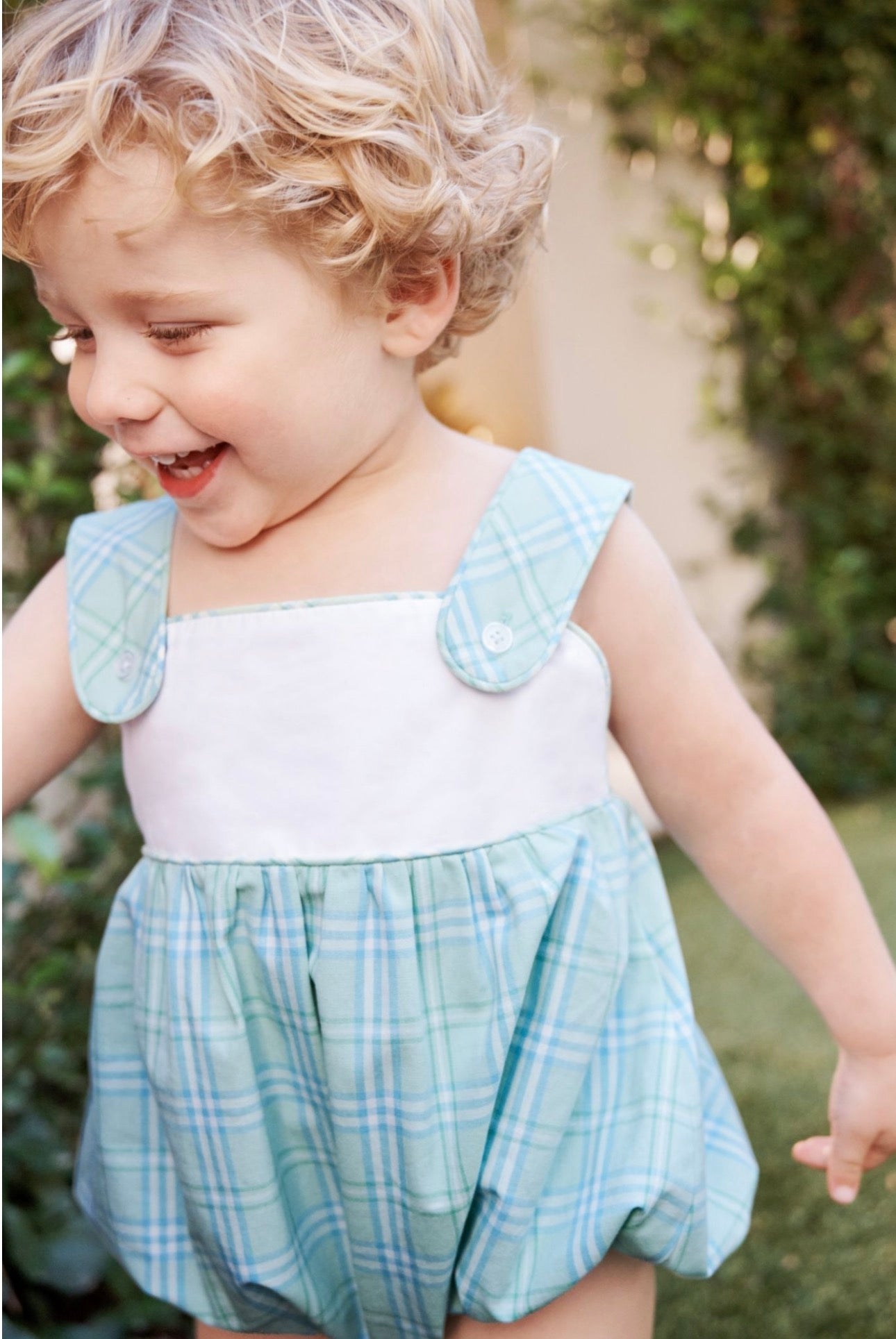 Bingham Bubble - Worth Ave White/Pelham Bay Plaid (Green)