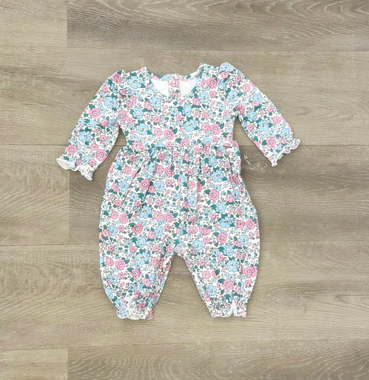 Pink/Blue Floral Romper