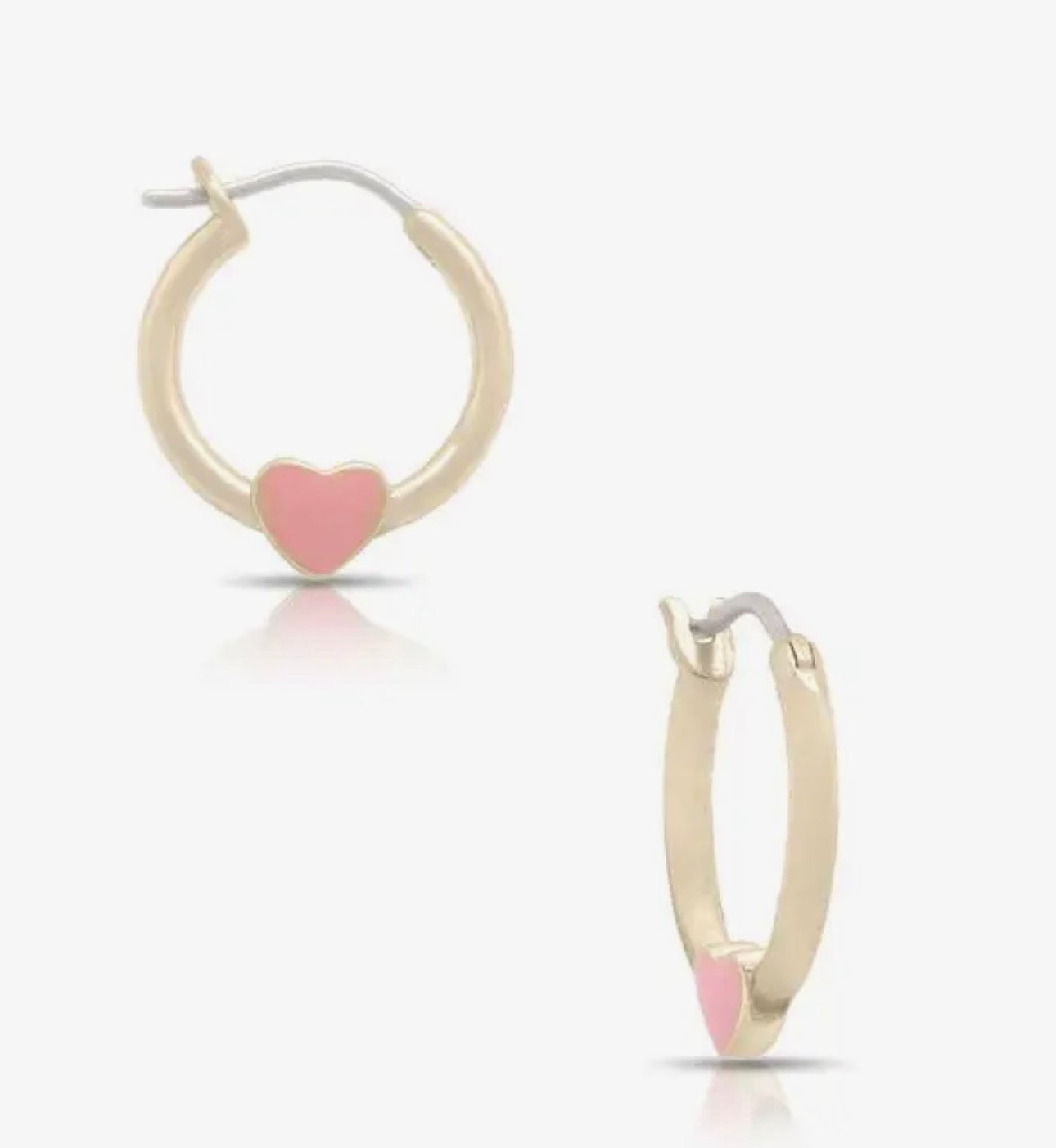 Heart Hoop Earrings-Pink