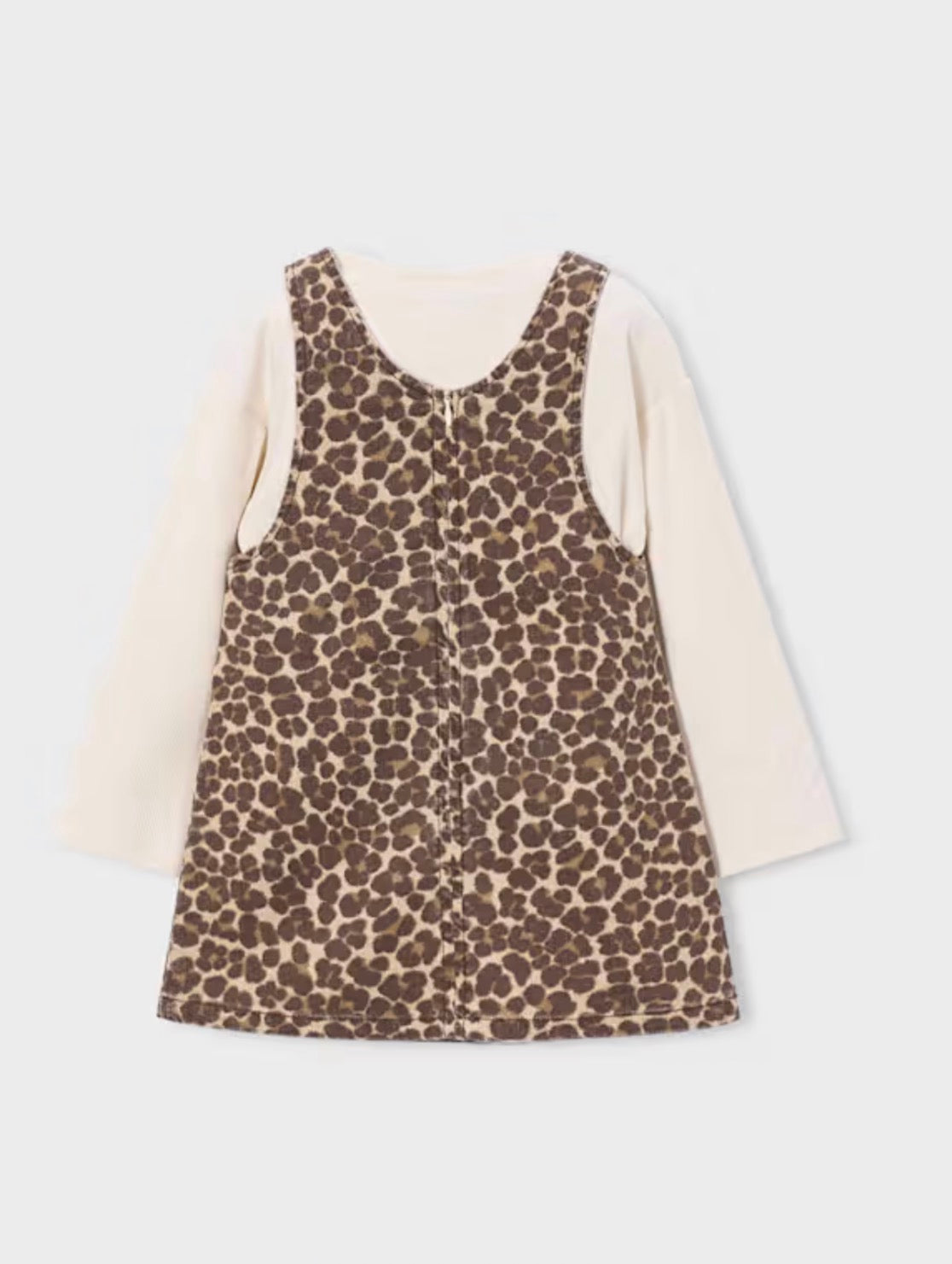 Girl Pinafore with T-Shirt-Leopard