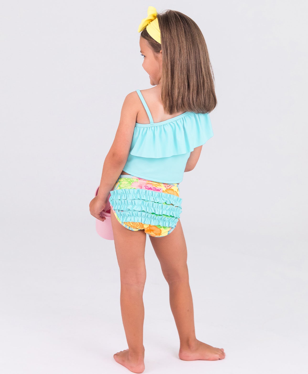 One Shoulder Ruffle Tankini-Happy Hula