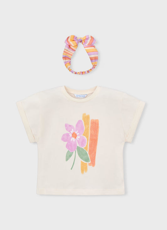 Girl Graphic T-shirt with Hair Tie