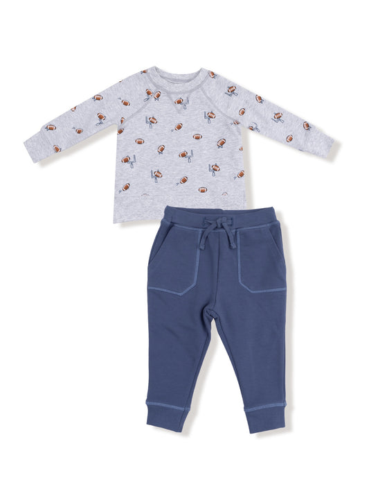 French Terry Sport-Football Field GoalRaglan Sweatshirt and Jogger Set
