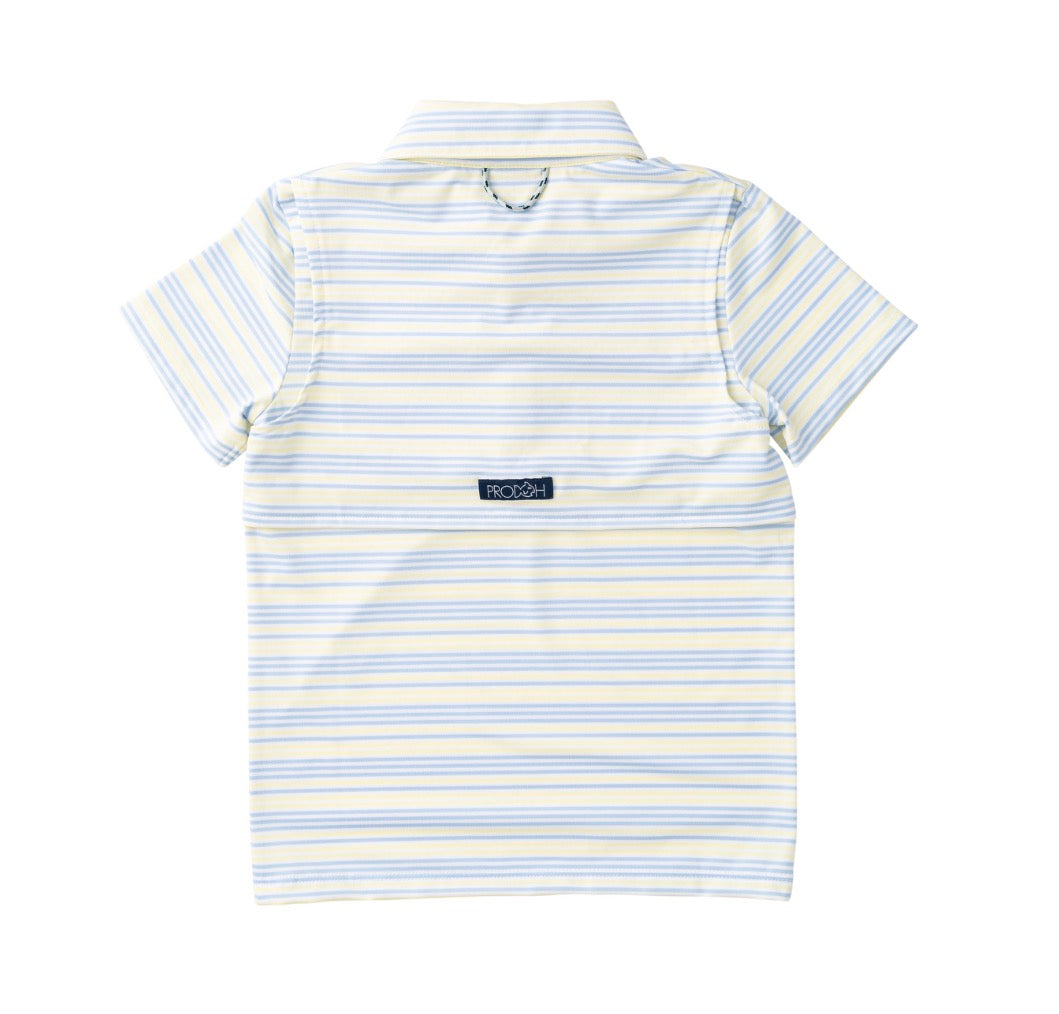 Boys' Short Sleeve Pro Performance Polo- Yellow Pear Windsurfer Stripe