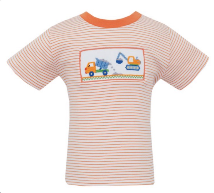 CONSTRUCTION TRUCKS- Orange Knit Stripe
