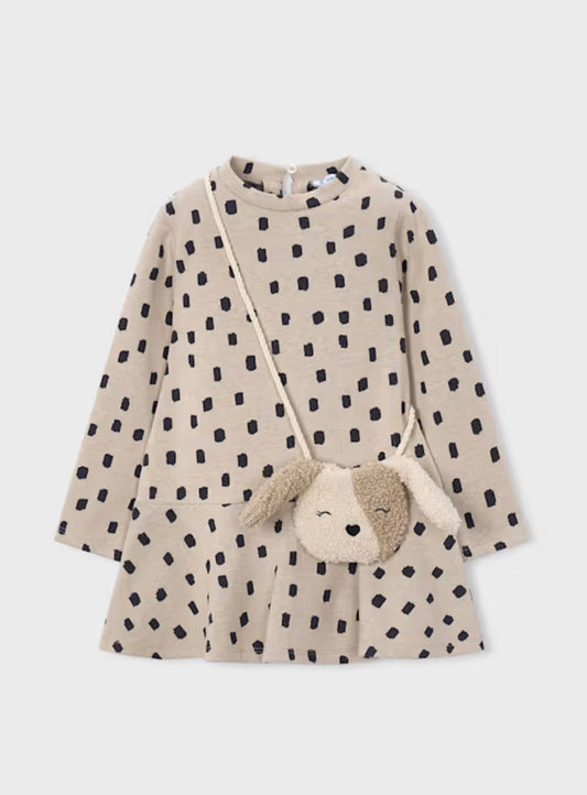 Quinoa- Girl Printed Dress With Dog Bag