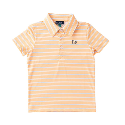 Boys' Short Sleeve Pro Performance Polo- Orange Chiffon Stripe