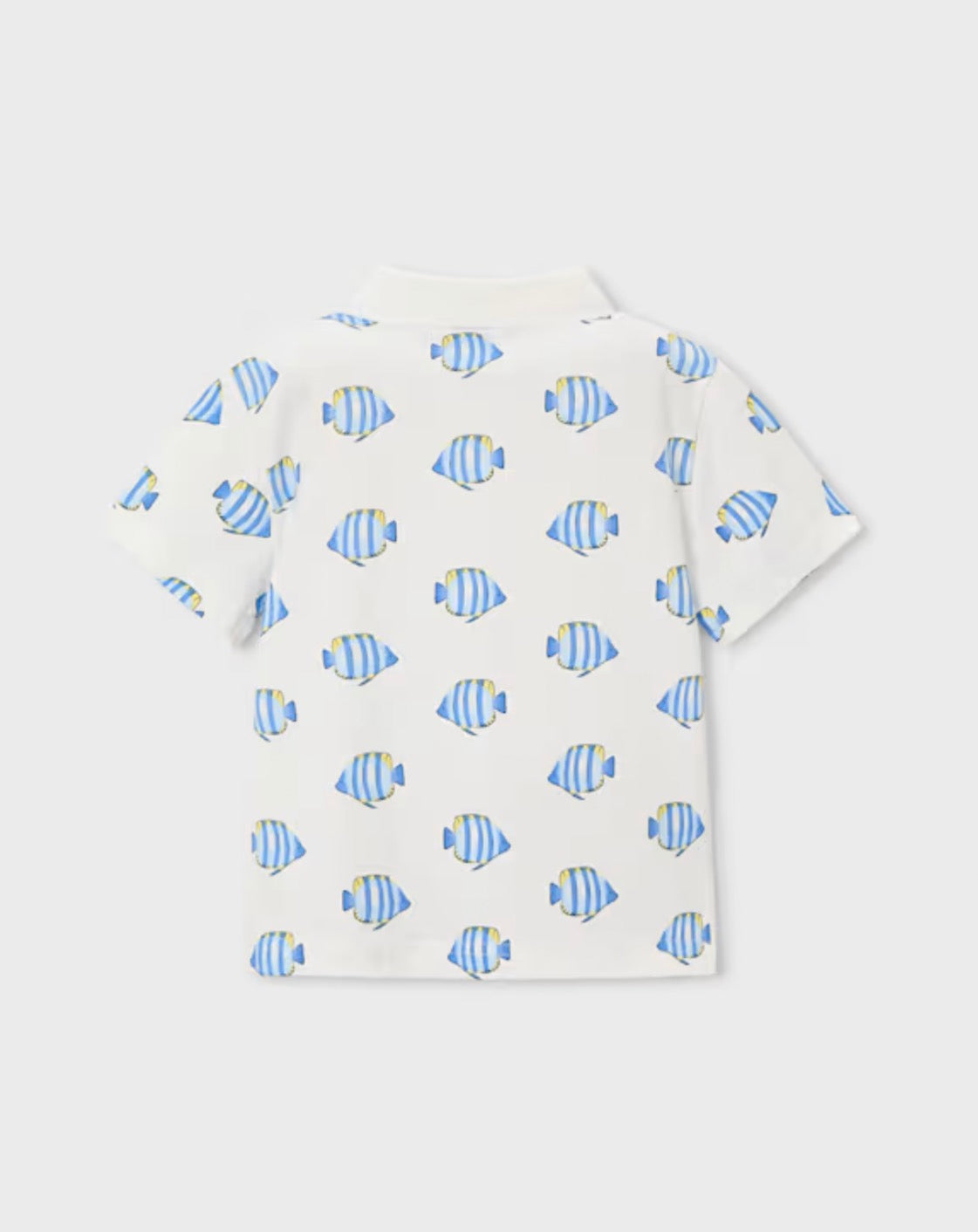 Fish White/Blue Boy Printed Polo Shirt