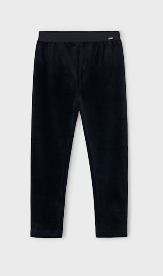 Girl Basic Velvet Leggings- Black