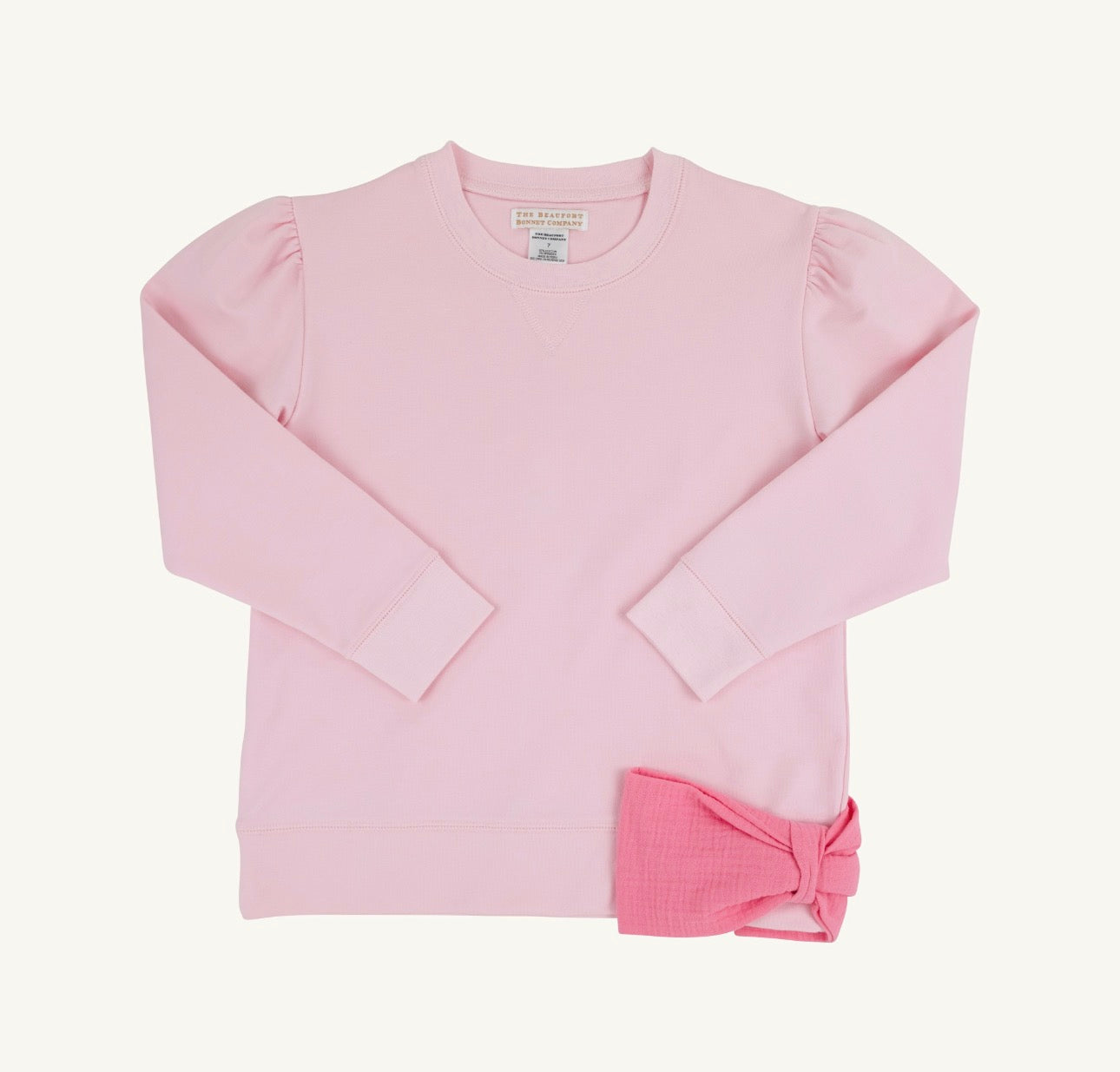 Cassidy Comfy Crewneck-Bow-Palm Beach Pink/Romany Rose